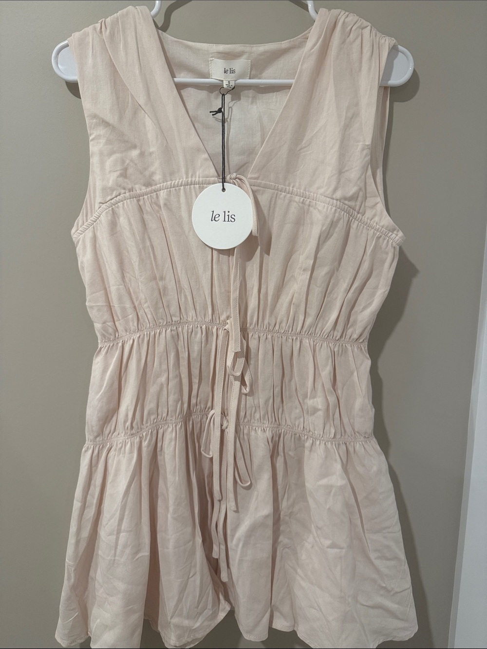 le lis Cream Tiered Cotton Dress
